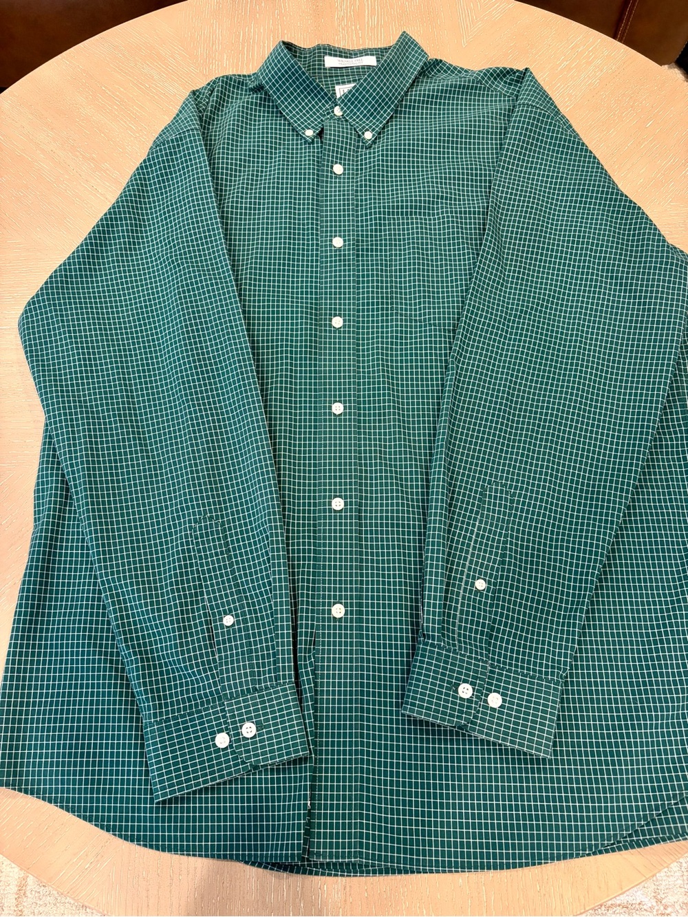 L.L.Bean Men’s XL Green White Check Wrinkle Free Traditional Fit Cotton Shirt